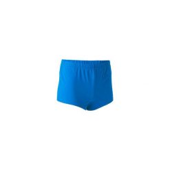 Spodenki do męskiej gimnastyki sportowej. Niebieskie spodenki sportowe męskie DOMYOS, m, bez wzorów, z elastanu, sportowe, na fitness i siłownię. Za 44,99 zł.