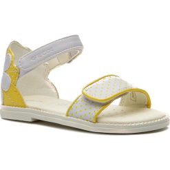 Sandały GEOX - J S.Karly G. F J9235F 000BC C0592 M White/Yellow. Żółte sandały dziewczęce Geox, ze skóry ekologicznej, bez zapięcia. Za 219,00 zł.