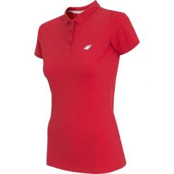 Koszulka polo damska TSD404 - czerwony. Czerwone koszulki damskie 4f, bez wzorów, z materiału, polo, bez rękawów. Za 49,99 zł.