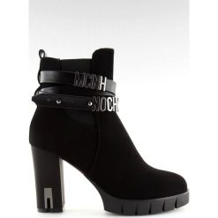 Botki na obcasie czarne BH114-KB Black. Czarne botki damskie ButyModne, z nubiku, eleganckie, na wysokim obcasie, na obcasie, z paskami. W wyprzedaży za 149,00 zł.