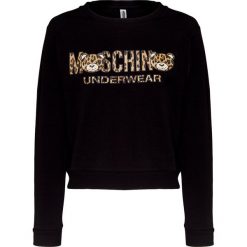 Bluza MOSCHINO UNDERWEAR. Czarne bluzy damskie Moschino Underwear, z napisami, z bawełny, bez rękawów, bez kaptura. Za 940,00 zł.