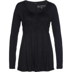 Shirt z długim rękawem bonprix czarny. Czarne koszulki damskie bonprix, bez wzorów, z okrągłym kołnierzem, z długim rękawem. Za 74,99 zł.