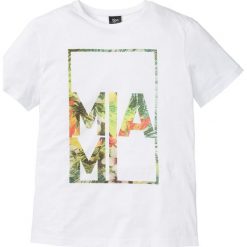 T-shirt z nadrukiem bonprix biały. Białe t-shirty męskie bonprix, s, z nadrukiem, bez kołnierzyka. Za 24,99 zł.