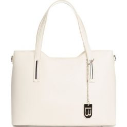 Skórzany shopper bag w kolorze beżowym - 45 x 37 x 16 cm. Brązowe torby na zakupy damskie marki Best of Italian Summer Bags, w paski, ze skóry. W wyprzedaży za 347,95 zł.