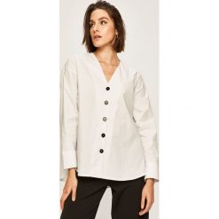 Answear - Koszula. Białe bluzki damskie ANSWEAR, s, bez wzorów, z elastanu, casualowe, bez kołnierzyka, z długim rękawem. W wyprzedaży za 69,90 zł.