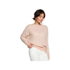 BK015 Sweter o kimonowych rękawach. Niebieskie swetry damskie BE, bez wzorów, bez rękawów, bez kaptura. Za 125,00 zł.