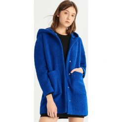 Płaszcz z wełną - Niebieski. Niebieskie płaszcze damskie marki Sinsay, s, bez wzorów, z wełny. Za 139,99 zł.