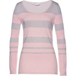 Sweter Premium bonprix srebrno-pastelowy jasnoróżowy. Szare swetry damskie bonprix, bez wzorów, bez rękawów, bez kaptura. Za 59,99 zł.