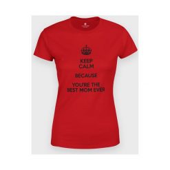 Koszulka damska Keep Calm ... the best mom. Koszulki damskie MegaKoszulki, m, bez wzorów, z bawełny, z podwójnym kołnierzykiem. Za 54,90 zł.