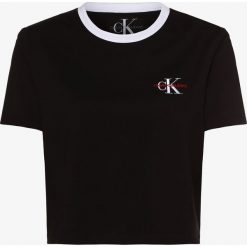 Calvin Klein Jeans - T-shirt damski, czarny. Czarne t-shirty damskie Calvin Klein Jeans, s, z haftami, z jeansu, sportowe, bez kołnierzyka. Za 139,95 zł.