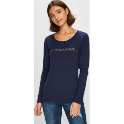 Emporio Armani - Bluzka. Szare bluzki asymetryczne Emporio Armani, m, z nadrukiem, z bawełny, z okrągłym kołnierzem. W wyprzedaży za 199,90 zł.