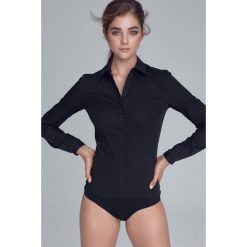 Elegancka czarna koszula body. Czarne koszule damskie NIFE, do pracy, xl, bez wzorów, z bawełny, eleganckie, bez kołnierzyka, bez rękawów. Za 149,00 zł.