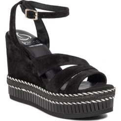 Espadryle KANNA - 20KV20270 Cortina Negra. Czarne espadryle damskie Kanna, bez wzorów, ze skóry, bez obcasa, na obcasie. Za 549,00 zł.