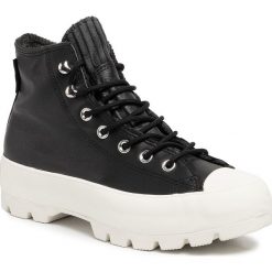 Trampki CONVERSE - Ctas Lugged Winter Hi GORE-TEX 56506C Black/Mod Pink/Egret. Czarne półbuty damskie Converse, na co dzień, bez wzorów, ze skóry, bez obcasa, na płaskiej podeszwie, bez zapięcia. Za 489,00 zł.