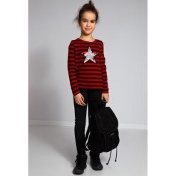 Bordowy Sweter w Paski NDZ36039. Czerwone swetry dziewczęce marki Fasardi, w paski. Za 59,00 zł.
