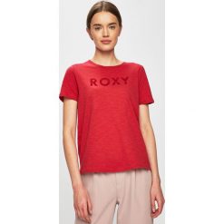 Roxy - Top. Niebieskie bluzki damskie Roxy, s, z nadrukiem, z bawełny, z okrągłym kołnierzem. W wyprzedaży za 69,90 zł.