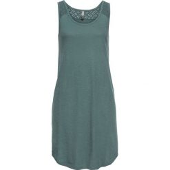 Sukienka shirtowa z koronką bonprix szarozielony. Zielone sukienki damskie bonprix, w koronkowe wzory, z koronki, bez kołnierzyka, bez rękawów. Za 44,99 zł.