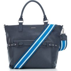 Torebka damska 87-4Y-728-7. Niebieskie torebki klasyczne damskie marki Wittchen, w paski, eleganckie, zdobione, bez dodatków. Za 79,00 zł.