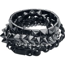 Blackheart Silver Spikes Zestaw bransoletek czarny/odcienie srebrnego. Szare bransoletki damskie marki Blackheart, z tworzywa sztucznego, z koralem, srebrne. Za 62,90 zł.