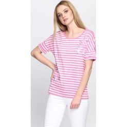 Fuksjowy T-shirt Get Along. Szare bluzki damskie marki Born2be, l. Za 39,99 zł.