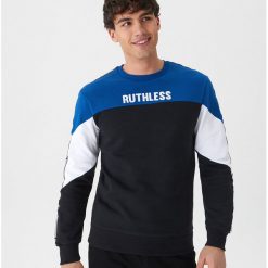 Bluza z napisami - Granatowy. Niebieskie bluzy męskie marki House, s, z napisami, bez kołnierzyka, bez rękawów, bez kaptura. Za 99,99 zł.