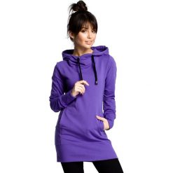 LOGAN Długa bluza ze sznurkiem - fioletowa. Fioletowe bluzy damskie BE, s, bez wzorów, z elastanu, z długim rękawem, długie, z kapturem. W wyprzedaży za 188,00 zł.