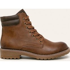Marco Tozzi - Workery. Pomarańczowe workery damskie z materiału, na sznurówki. W wyprzedaży za 139,90 zł.