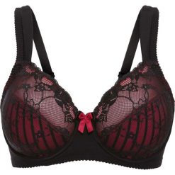 Biustonosz "minimizer" bonprix czarno-czerwony w paski. Czarne biustonosze bonprix, w paski. Za 44,99 zł.