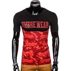 T-shirt męski z nadrukiem S1008 - czerwonymoro. Czerwone t-shirty męskie Ombre Clothing, s, z nadrukiem, bez kołnierzyka. Za 19,99 zł.