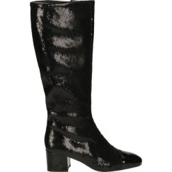 Kozaki - 6680A NAP NER. Czarne buty zimowe damskie marki Venezia, z materiału, na obcasie. Za 389,00 zł.