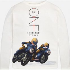 Mayoral - Longsleeve dziecięcy 128-172 cm. Białe t-shirty chłopięce Mayoral, z nadrukiem, z bawełny, z długim rękawem. W wyprzedaży za 59,90 zł.