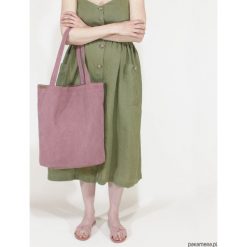 Shopper bag XL różowa torba z grubej bawełny. Różowe torby damskie na zakupy Pakamera, bez wzorów, z bawełny, na ramię, bez dodatków. Za 165,00 zł.