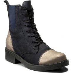 Botki LANQIER - 41C341 Navy/Gold. Niebieskie botki damskie skórzane marki Lanqier. W wyprzedaży za 249,00 zł.