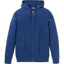 Sweter rozpinany z domieszką kaszmiru bonprix niebieski melanż. Niebieskie swetry męskie bonprix, s, bez wzorów, z kaszmiru. Za 54,99 zł.