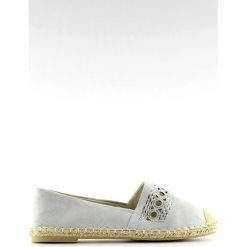 Espadryle damskie szare SK135 Silver. Szare espadryle damskie ButyModne, w paski, z materiału, bez obcasa. W wyprzedaży za 79,00 zł.