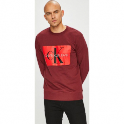 Calvin Klein Jeans - Bluza. Brązowe bejsbolówki męskie Calvin Klein Jeans, l, z nadrukiem, z bawełny, bez kaptura. Za 399,90 zł.