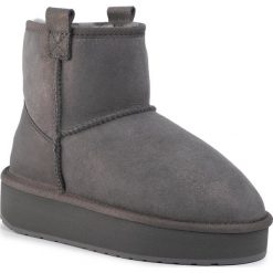 Buty EMU AUSTRALIA - Foy Flatform Metallic W12065 Charcoal. Szare kozaki damskie EMU Australia, ze skóry, na niskim obcasie, bez zapięcia. Za 639,00 zł.