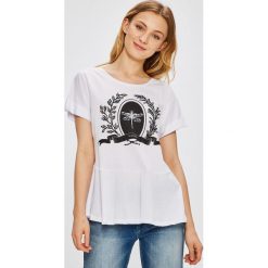 Miss Poem - Top. Białe bluzki nietoperze marki Miss Poem, s, z nadrukiem, z bawełny, z okrągłym kołnierzem. W wyprzedaży za 29,90 zł.