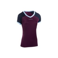 Koszulka do rugby R500 damska. Różowe t-shirty damskie marki OFFLOAD, l, bez wzorów, z elastanu, sportowe, bez kołnierzyka. Za 44,99 zł.