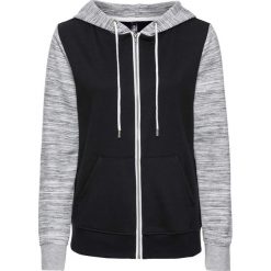 Bluzy rozpinane damskie: Bluza dresowa bonprix czarno-szary melanż