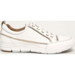 Caprice - Buty skórzane. Białe buty sportowe damskie Caprice, bez wzorów, ze skóry, sportowe. Za 299,90 zł.