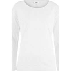 Luźniejszy shirt z długim rękawem bonprix biały. Białe koszulki damskie marki bonprix, bez wzorów, bez kołnierzyka. Za 34,99 zł.