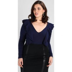 Bluzki damskie: Lost Ink Plus BODY WITH RUFFLE SHOULDER Bluzka z długim rękawem navy