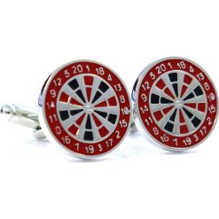 Srebrno-czerwone spinki - dart U60. Szare spinki do mankietów męskie Modini Moda Męska, ze stali. W wyprzedaży za 49,51 zł.
