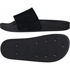 Czarne Klapki adidas Originals Adilette W DA9017. Czarne klapki damskie Adidas, bez wzorów, z gumy, bez obcasa. W wyprzedaży za 259,00 zł.