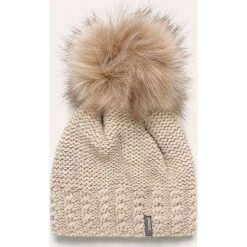 Answear Lab - Czapka. Brązowe czapki damskie Answear Lab, z nadrukiem, z dzianiny. Za 49,90 zł.