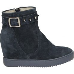 Botki - PP617 CAM BLU. Czarne botki damskie skórzane marki Venezia, na obcasie. Za 279,00 zł.