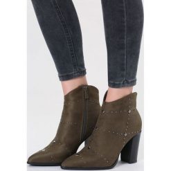 Khaki Botki Synonyms. Brązowe botki damskie lity marki other, na jesień, z materiału, ze szpiczastym noskiem, na wysokim obcasie, na zamek. Za 149,99 zł.