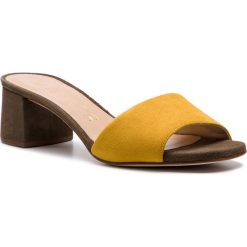 Klapki UNISA - Kaleo Ks Yellow Ksde S. Żółte klapki damskie Unisa, bez wzorów, ze skóry, bez obcasa, na obcasie. W wyprzedaży za 239,00 zł.