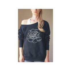 Piwonia srebrna Czarna Oversize Z. Czarne bluzy damskie One mug a day, s, z nadrukiem, z bawełny, bez rękawów, bez kaptura. Za 149,00 zł.